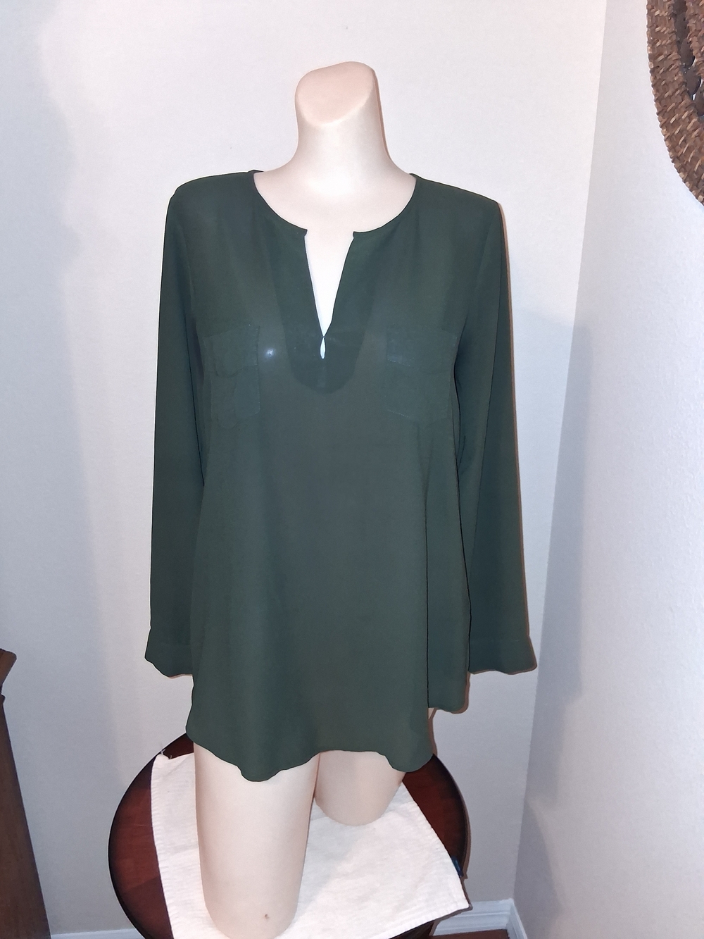 Angie Olive Green Split-Neck Tunic